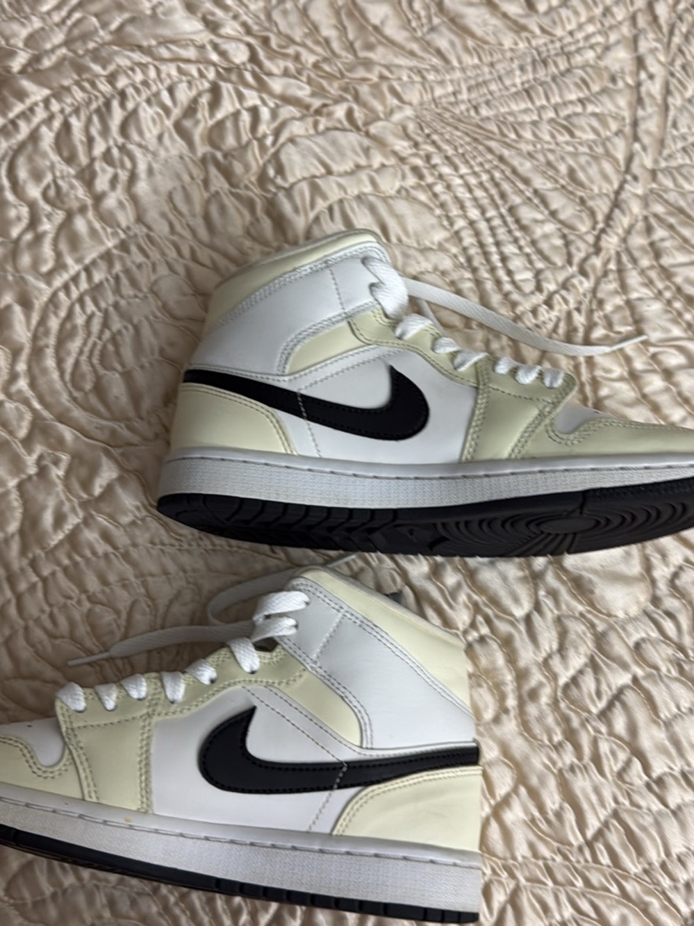 Nike High-Top Sneakers in White, Cream & Black